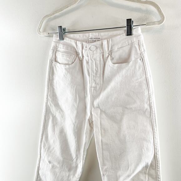 Good American Good Icon High Rise Frayed Hem Straight Jeans Cloud White 2 / 26 - Picture 6 of 10
